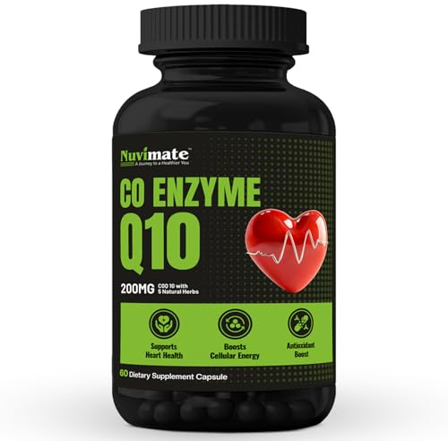 CoQ10 Supplement Capsules from Ubiquinone| Coenzyme Q10 200mg Capsules Potent Antioxidant Supplement Support Heart Health & Energy Production with Highest Bioavailability - 60 Count