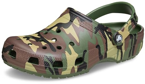 Crocs Zoccoli Classici Unisex per Adulti, con Grafica stagionale, Mimetico Verde Militare., 12 Women/10 Men