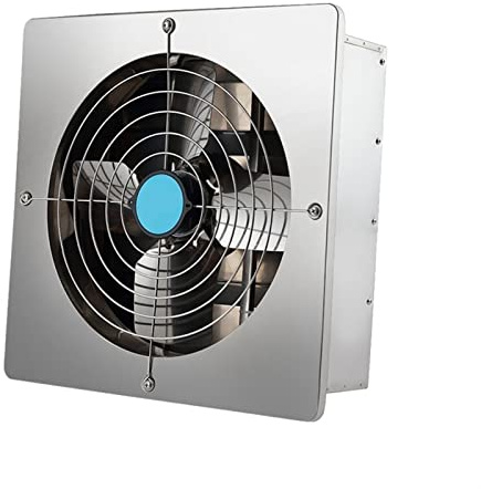 YDHSIKK Ventilador de extracción montado en la Pared, Ventilador de persiana Cuadrada de Acero Inoxidable de 8/10/12 Pulgadas for baño, Cocina, Oficina, fábrica(8inch)