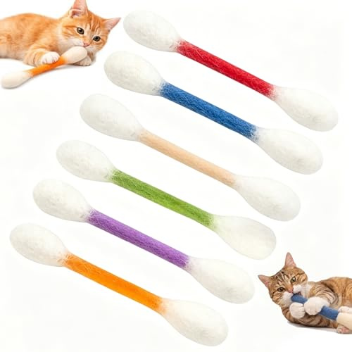 Yizemay Katzenminze Sticks, 6 Stück Wattestäbchen Katzen Kauhölzer Sticks für Katzen, Kicker Katzenspielzeug Set Langlebige Kauseile für Große Kätzchen zahnärztliche. (A)
