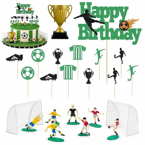 Decorazioni Torta Calcio, RosyFate Decorazioni Torta Compleanno Calcio, Football Cake Topper, Cupcake Dolci Decorazioni per Torta Tema Calcio per Compleanno, Festa Calcio Sport
