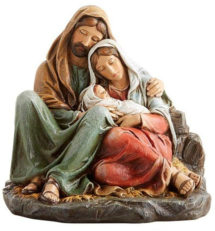 Avalon Gallery Christmas Figurines - Joseph and Mary with Jesus Tabletop Centerpiece Nativity Figurine, 6-Inch, Sleeping Holy Family