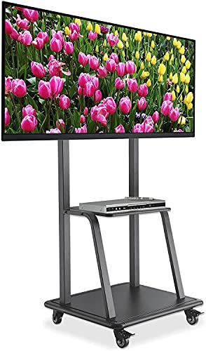 Manhattan Universal TV-Ständer auf Rollen mit besonders hoher Traglast Für Bildschirme von 37 bis 100*, AV-Fachboden schwarz, 461665