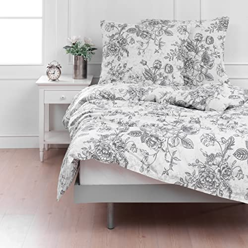 Mixibaby Bettwäsche Bettgarnitur Bettbezug Baumwolle 135x200 155x220 200x200 200x220 Modern, Größe:155 x 220 cm, Design Bettwäsche:Rosemary D1