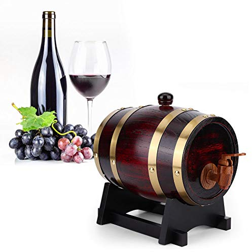 BORDSTRACT 1.5L Whiskey Barrels, Oak Aging Barrel Dispenser Decanter Bucket Brewing Accessories for Wine Spirits Beer and Liquor