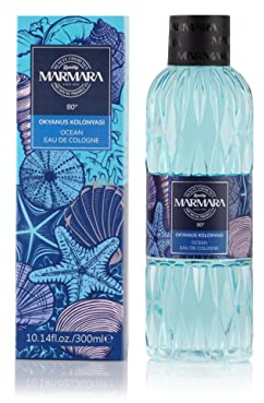 MARMARA BEAUTY Eau de Cologne OCEAN 300ml - 80° Alkohol - erfrischender Duft für Frauen & Herren - Duftwasser - Erfrischt kühlt - EDC -beruhigend - Kölnischwasser