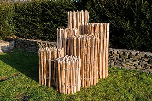 STILTREU Staketenzaun Haselnuss Höhe 50 cm, Länge 5 Meter, Lattenabstand 3-5 cm