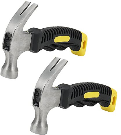 KEILEOHO 2PCS 8oz Mini Claw Hammer, 6.4 Inch Small Stubby Hammers, Small Claw Hammer for Indoor Outdoor Using