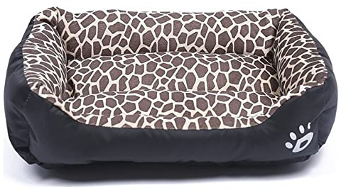 Lit pour Chien et Chat de Petite Race Coussin de Couchage pour Chien Panier Doux et Lavable Canapé pour Chat Imprimé léopard Taille L