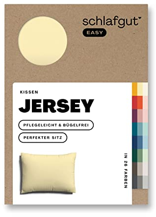 Schlafgut Easy Jersey Kissenbezug 60x80 cm Yellow Mid mit 100% Baumwolle, superweicher & atmungsaktiver Kopfkissenbezug