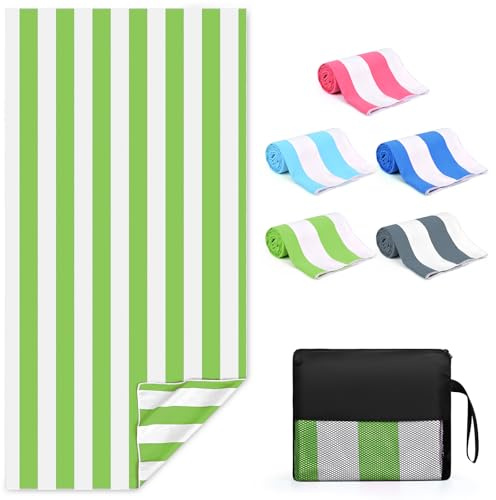 Zusentee Telo Mare Microfibra, Asciugamano da Spiaggia 180x90 cm Asciugatura Rapida, Telo Mare Antisabbia Morbido e Leggero,Adatto per Yoga in Spiaggia Nuoto,Verde