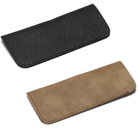 IBXWMNG Ensemble de 2 étuis souples en PU pour lunettes de lecture et de soleil avec sac de voyage portable - Pochette pratique pour hommes, femmes et enfants