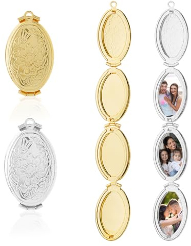 SUPERFINDINGS 1 pieza 2 colores expandible foto medallón colgante de aleación 3 imágenes collar colgante dorado imagen foto interior personalizado par medallón sostiene imágenes