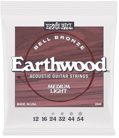 Ernie Ball Medium Light Earthwood Bell Bronze Gitarrensaiten Westerngitarre 12-54