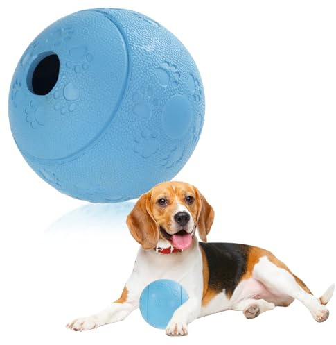 DEWEL Hundboll, interaktiv hundleksak, godisdispenserleksak för husdjur, oförstörbar hundtandboll, tandboll, tandborstboll, blå (11 cm)