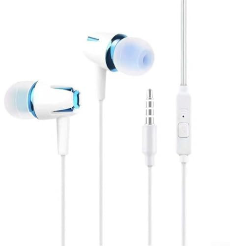 Auriculares intrauditivos con tecnología de cancelación de ruido de alto rendimiento para cada uso (blanco y azul)