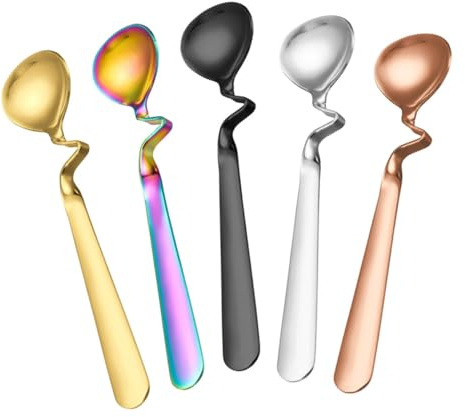 iplusmile 5piezas Cucharas Mezcladoras De Acero Inoxidable Para Café y Miel Cucharitas Decorativas Resistentes y Fáciles De Limpiar Para Postres y Yogur Con Diseño Ergonómico