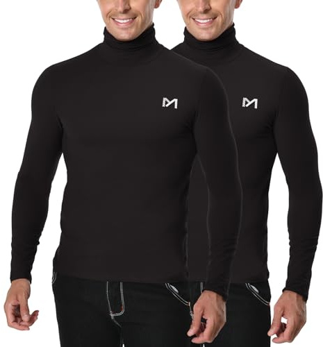 MEETYOO Termounderkläder för män, överdelar, termotröja, långärmad kompressionströja, funktionell skjorta, andas, termoundertröja, män, sportskjorta för löpning, fitness, gym, Svart + svart-1, M