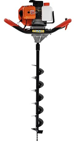 Shalmidor Trivella a benzina 1,9 kW | 8500 giri/min, motore singolo cilindro da 1,98 CV, trapano a benzina con 3 punte (4-6-8 pollici), profondità massima 80 cm, punta con impugnatura ergonomica per