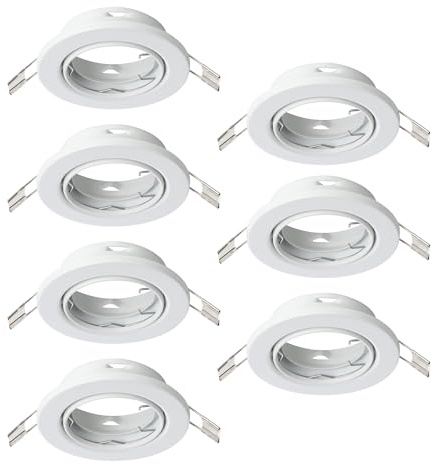 Eglo Set 7 faretti da incasso Agulo, lampada da soffitto orientabile, plafoniera rotonda senza lampadina, acciaio bianco, attacco GU10, Ø 8,6 cm