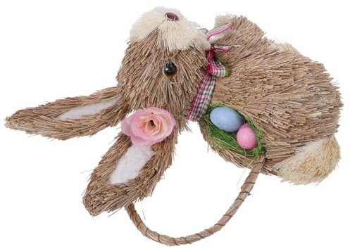 Abaodam Adorno de Conejo Tejido de Paja para Pascua, Conejito Mini para Decoración de Mesa y Accesorio Natural para Proyectos DIY
