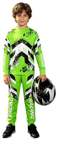 Sport Träningsoveraller för barn tävlingsdräkt för barnmotorcyklar | Bi-racing tryckt långärmad T-shirt och joggingbyxor för sport motocross ungdom lättvikt