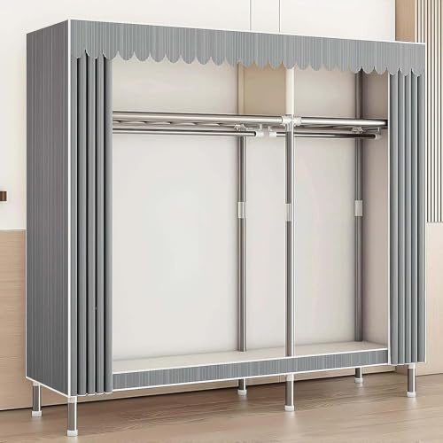 Bärbar tyggarderob – multifunktionell tyggarderob med hyllor och hängstång platsbesparande hopfällbar förvaringslösning för sovrum 126 x 46 x 173 cm