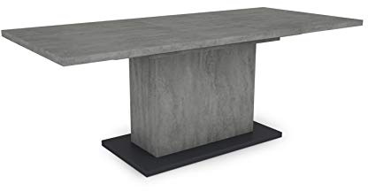 byLIVING Esszimmertisch Athen/Beton-Optik grau/großer Auszugstisch 160 cm bis 200 cm/Säulentisch mit Ausziehfunktion/Tisch mit Synchronauszug und Einlegeplatte / 160-200 x 90, H 75 cm