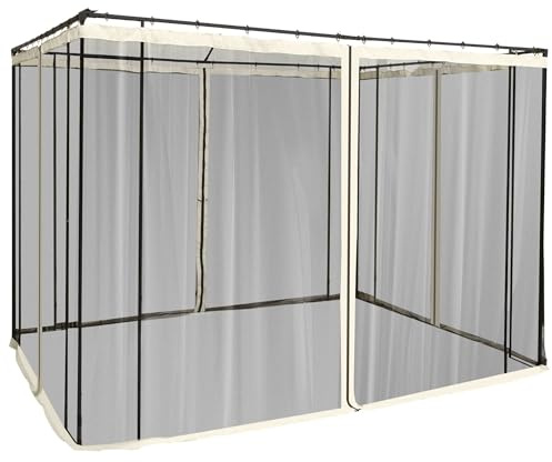 Outsunny 4 Paneles Laterales 3x2 cm para Carpa de Jardín Tela Mosquitera para Cenador Gazebo con Cremalleras y Anillas Negro