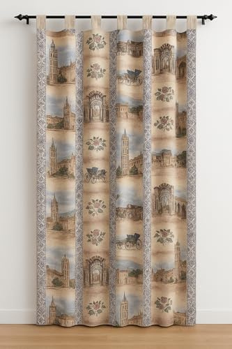 Mercatienda Cortina de Calle Alpujarreña para Puerta Exterior e Interior - Confeccionada con Trabilla - Inspirada en la Romería de Sevilla - 140 x 260 cm