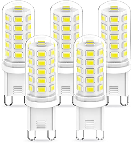 RuLEDne Bombillas LED G9 3W Equivalente a 33W 40W Lampara Halógena, Lámparas LED G9 Blanco Cálido 3000K, CRI> 83, 320LM, 360 Grados, AC 220V-240V, No Regulable, Paquete de 5 (6000K 5 PCS)