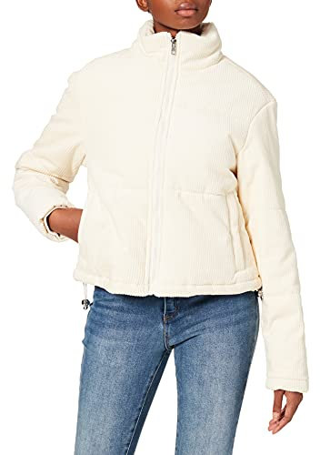Urban Classics Damen Jacke Ladies Corduroy Puffer Jacket whitesand M