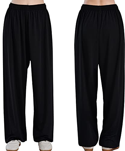 Tai Chi byxor kvinnor vår och höst Tai Chi kläder byxor herr träningsbyxor kampsport byxor yoga bloomers, svart-Large