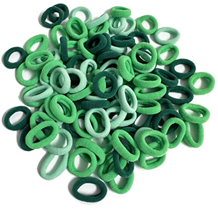 100Pcs Seamless Cotton Hair Ties for Toddler Girls Elastics Hair Ties No Damage Diameter 1 inch Ponytail Holders Baby Thin Hair Green