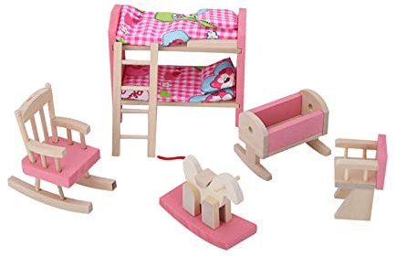 SPYMINNPOO Meubles de Maison de Poupée, Mini Ensemble de Meubles en Bois de Simulation Réaliste pour Accessoire de Maison de Poupée 1:12(Chambre d'enfants) Jouets pour Enfants Mobilier De Simulation