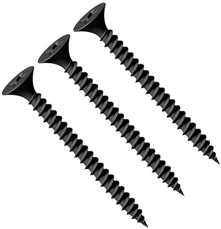 3.5X25mm Viti per cartongesso nere, viti a testa svasata Phillips autofilettanti, filettatura fine, punta affilata, viti fosfato nero per gesso per cartongesso su profilo in acciaio (50 pcs.)