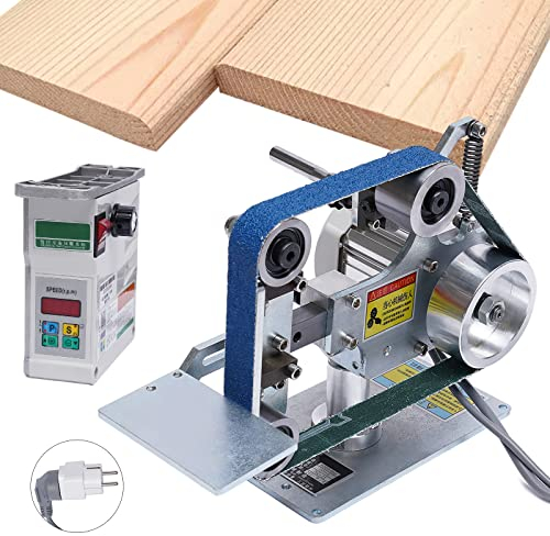 Bandschleifer Schleifbock Winkel Einstellbar 762 x 25 MM Mini Bandschleifer Stationaer Belt Sander Bandschleifer Messer Bandschleifmaschine für Holzbearbeitung (550W)