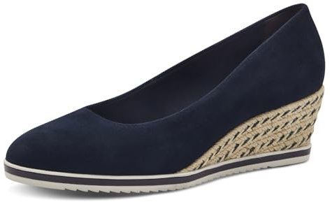Tamaris Escarpins femme à talon compensé cuir bleu 40 EU