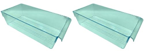 Tradineur - Pack de 2 Cajones organizadores para frigorífico N.º 11 - Fabricado en Poliestireno - Apto para Lavavajillas y Uso alimentario - 10 x 18 x 37 cm - Transparente