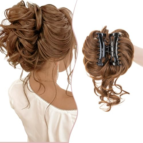 SEGO Haarteil mit Klammer Dutt Haarteile Haargummi mit Haaren Extensions Pferdeschwanz Zopf Hochsteckfrisuren #8T27