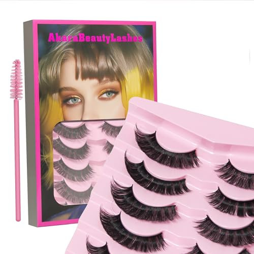 AKARA Ciglia finte Naturali 7 Coppie 3D Volume Russo False Mink (Russian-R02)