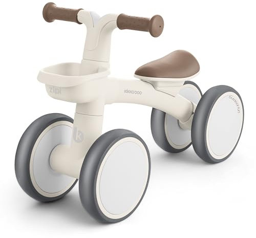 KikkaBoo Laufrad ab 1 Jahr ZIPI, Lauflernrad ohne Pedale mit Korb, Balance Bike, Einstellbar, Baby Erstes Fahrrad Spielzeug 12–24 Monate, Geschenk Junge Mädchen, Beige