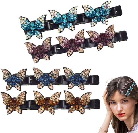 Zasdvn Fermagli per capelli, fermagli per capelli, fermagli per treccia – Forcine antiscivolo con clip per treccia strass – Clip a doppio strato per anatra, accessorio per capelli alla