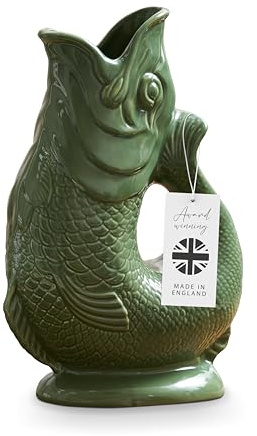 Wade - Brocca per pesci, in terracotta, iconica tradizione britannica, prodotta a Stoke-on-Trent, 0,6 l, colore: verde foresta