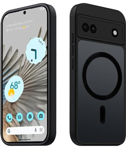 Tawarror Magnetische für Google Pixel 6a Hülle, Matt Transluzente Handyhülle PC Rückseite Kratzfest Weiche TPU Fallschutz Stoßfest Anti-Fingerabdruck Matte Dünne Schutzhülle, Schwarz