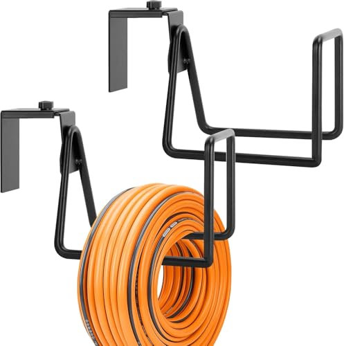 2 supporti per tubo da giardino, in metallo, da parete, resistente, per il montaggio a parete, avvolgitubo regolabile per tubi dell'acqua, prolunga