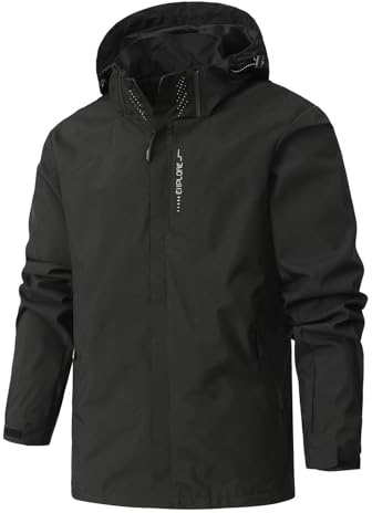 MOKBAY Chaqueta Chubasquero Hombre Impermeável Negro Agua con Capucha Abrigos Invierno Cortavientos Running Ligera Chaqueta Golf Hombre Impermeable Amarillo Chubasquero Ciclismo Negro L