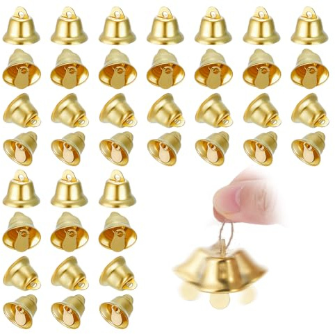PH PandaHall 200 dijes de campana dorada de metal, pequeñas campanas para manualidades, árbol de Navidad, colgantes decorativos de cascabeles para coronas de Navidad, adornos de corona en casa