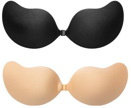 2 Paire Auto-adhésifs Soutien Gorge, Soutiens Gorge Adhesif Femme, Soutien Gorge sans Bretelles Invisible, Push Up Adhesif, Coque Adhesive Cache Tetons Femme, Confortable et Réutilisable