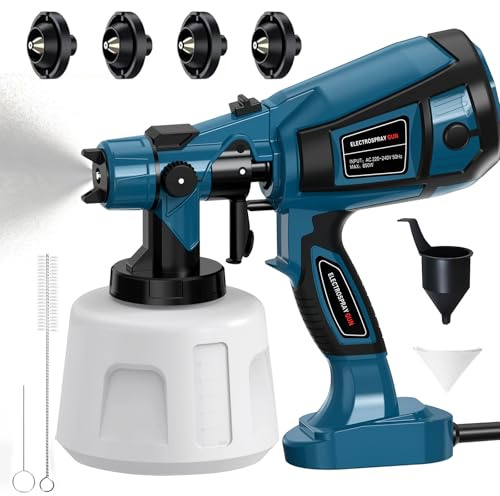 LustLocke® 850W Färgsprutsystem, Elektrisk HVLP-färgsprutpistol med 4 Munstycken och 1400ML Färgbehållare, för Möbelrenovering, Staket, Uteplatser, Väggar och Trädgårdsmöbler